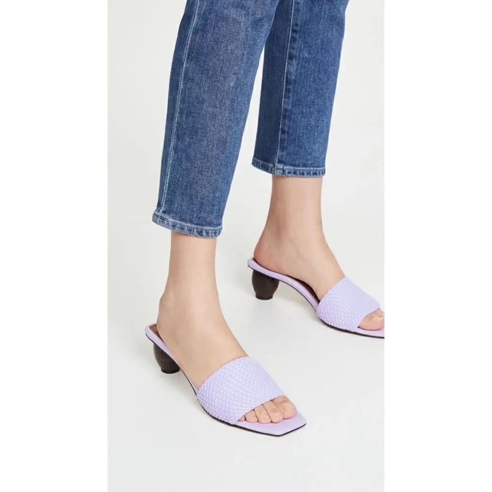 Souliers Martinez Leather 55mm Celia Damas Slides Lilac Purple Size 37 US7